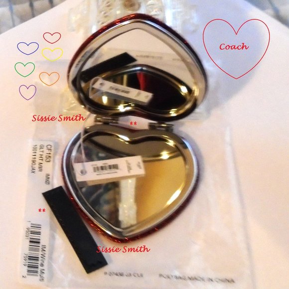 Coach Makeup Nwt Coach Glitter Heart Compact Mirror Poshmark